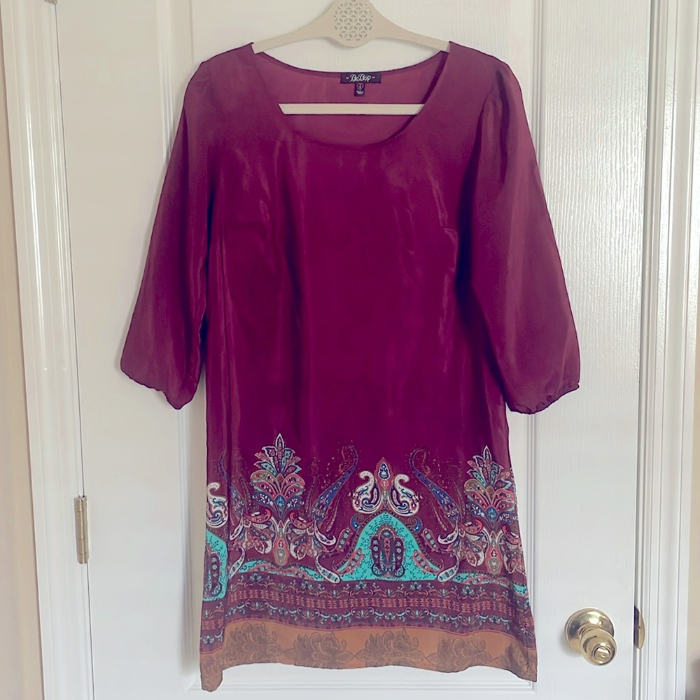 BeBop Paisley Pattern Fall 3/4 Sleeve Midi Dress